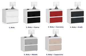 Nowoczesna szafka nocna z szufladami biały + czerwony połysk - Terik 4X
