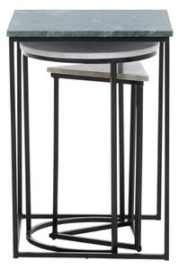Stoliki zestaw 3 szt. z marmurowym blatem 40x40 cm Mandoli – Premier Housewares