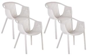 Zestaw 4 krzeseł ogrodowych plastikowych z podłokietnikami beżowy sztaplowany Napoli Beliani