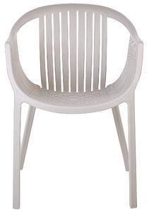 Zestaw 4 krzeseł ogrodowych plastikowych z podłokietnikami beżowy sztaplowany Napoli Beliani