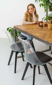 EMWOmeble Krzesło transparentne 53E-7 drewniane nogi, czarna poduszka