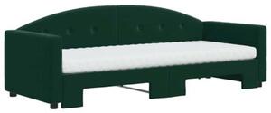 Sofa rozsuwana z materacami, ciemnozielona, 80x200 cm, aksamit