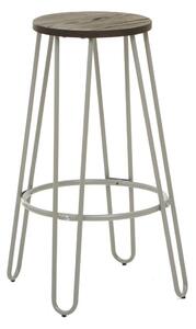 Szary/w ciemnym naturalnym kolorze hoker z litego drewna wiązu (wysokość siedziska 75 cm) District – Premier Housewares