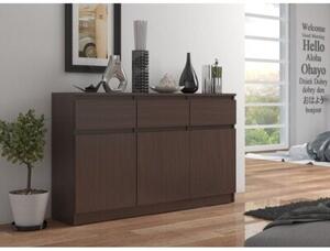Komoda, 3 szuflady, 3 drzwi, ATLAS, 140x40x99 cm, wenge, mat | TYLETEGOTU