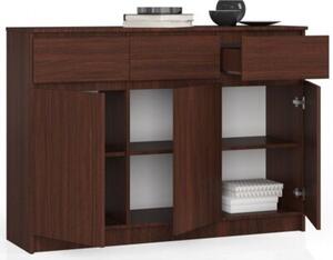 Komoda, 3 szuflady, 3 drzwi, ATLAS, 140x40x99 cm, wenge, mat | TYLETEGOTU