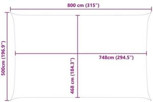 Żagiel przeciwsłoneczny jasnoszary i biały. 8 x 5 m