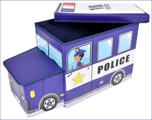 Niebieskie pudełko na zabawki dla dzieci radiowóz - Pesti 4X