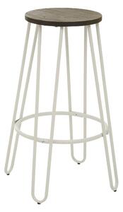 Biały/w naturalnym kolorze hoker z litego drewna wiązu (wysokość siedziska 75 cm) District – Premier Housewares