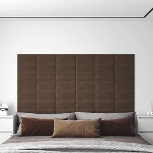 Panele ścienne, 12 szt., brązowe, 30x15 cm, tkanina, 0,54 m²