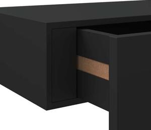 Półka ścienna z szufladą, czarna, 60 x 23,5 x 10 cm, mdf
