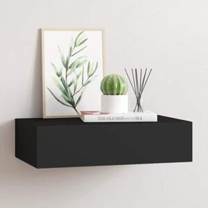 Półka ścienna z szufladą, czarna, 40 x 23,5 x 10 cm, mdf