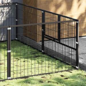 Kojec dla psa, czarny, 14 m², stalowy