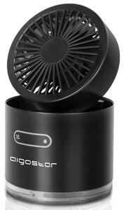 Aigostar Aigostar - Bezprzewodowy mini wentylator stołowy z efektem mgiełki MIST 10W/5V czarny AI0005