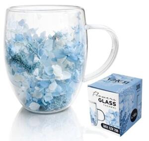 Szklanka termiczna z kwiatami w środku, hortensje, mech niebieskie 300 ML 1szt SZK206