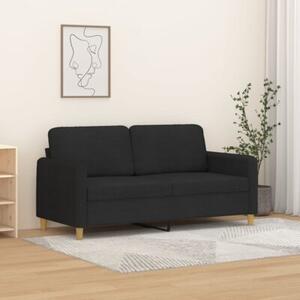 Sofa 2-osobowa, czarna, 140 cm, tapicerowana tkaninÄ