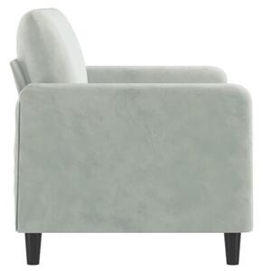 Sofa 2-osobowa, jasnoszara, 120 cm, tapicerowana aksamitem