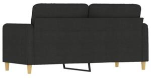 Sofa 2-osobowa, czarna, 140 cm, tapicerowana tkaninÄ