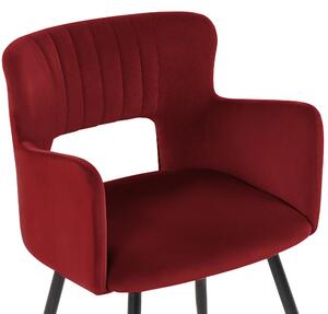 Nowoczesne krzesło do jadalni welurowe czerwone metalowe nogi Sanilac Beliani