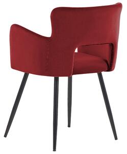 Nowoczesne krzesło do jadalni welurowe czerwone metalowe nogi Sanilac Beliani