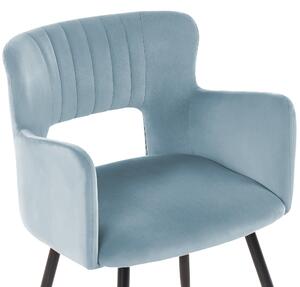 Nowoczesne krzesło do jadalni welurowe jasnoniebieskie metalowe nogi Sanilac Beliani