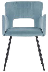 Nowoczesne krzesło do jadalni welurowe jasnoniebieskie metalowe nogi Sanilac Beliani
