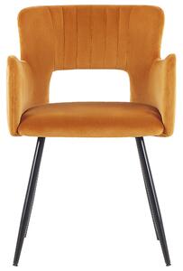 Nowoczesne krzesło do jadalni welurowe pomarańczowe metalowe nogi Sanilac Beliani