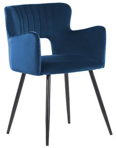 Nowoczesne krzesło do jadalni welurowe niebieskie metalowe nogi Sanilac Beliani
