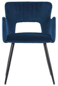 Nowoczesne krzesło do jadalni welurowe niebieskie metalowe nogi Sanilac Beliani