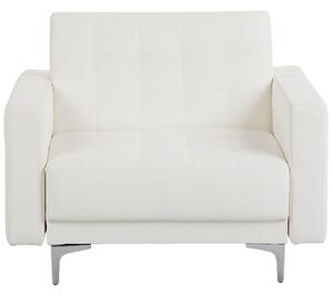 Zestaw wypoczynkowy rozkładany 5-osobowy sofa fotele ekoskóra biały Aberdeen Beliani