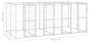 Kojec zewnętrzny dla psa, stal galwanizowana, 9,68 m²