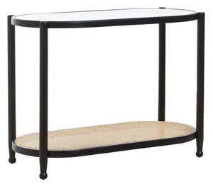 Czarna/w naturalnym kolorze konsola ze szklanym blatem 49x100 cm Cebu – Premier Housewares