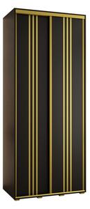 Szafa przesuwna wysoka Davos 6 120, gł. 45 cm czarny + czarny + złoty