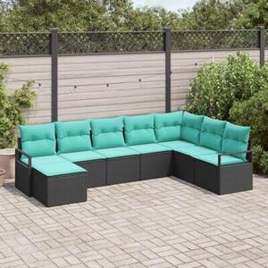 Zestaw sof z poduszką 8 szt. czarny polirattan
