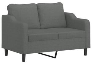 Sofa 2-osobowa z poduszkami, ciemnoszara, 120 cm, tkanina