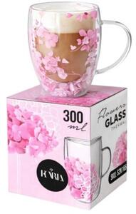 Szklanka termiczna z kwiatami w środku, gipsówka hortensje róż 300 ML 1szt SZK165