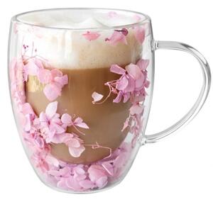 Szklanka termiczna z kwiatami w środku, gipsówka hortensje róż 300 ML 1szt SZK165