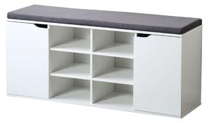 Szafka na buty z siedziskiem z 2 drzwiami i 6 przegrodami, 103 x 48 x 30,5 cm, biały KESPER 15918