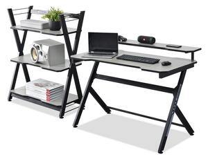 Zestaw mebli dla gracza komputerowego rosel betonowo-czarny biurko i regał gamingowy
