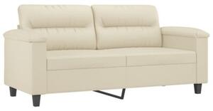 Sofa 2-osobowa z poduszkami, kremowa, 140 cm, sztuczna skÃ³ra