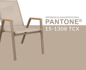Zestaw 4 szt. metalowych nowoczesnych krzeseł ogrodowych na taras balkon Pola KD taupe