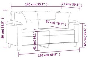 Sofa 2-osobowa z poduszkami, beÅ¼owa, 140 cm, mikrofibra
