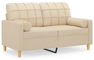 Sofa 2-osobowa z poduszkami, kremowa, 120 cm, tkanina