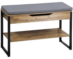 Szafka na buty z siedziskiem 70 × 30 × 48 cm, dekor dębu / czarny KESPER 15977