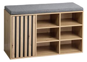Szafka na buty z siedziskiem 76 × 29,5 × 48 cm, dekor dąb / szary KESPER 15946