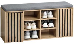 Szafka na buty z siedziskiem 103 × 29,5 × 48 cm, dekor dąb / szary KESPER 15947