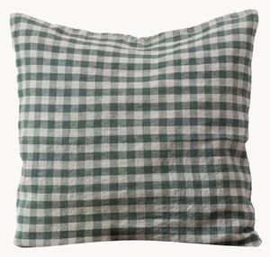 Poszewka na poduszkę z lnu Forest Green Gingham