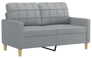 Sofa 2-osobowa z poduszkami, jasnoszara, 120 cm, tkanina