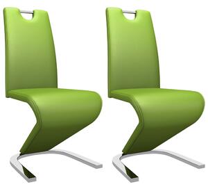 Krzesła o zygzakowatej formie, 2 szt., zielone, sztuczna skóra