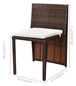 Zestaw Mebli Ogrodowych Bistro Z Poduszkami 3-Częściowy Brązowy Rattan Na Taras Balkon Ogród