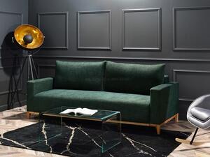 Elegancka sofa rozkładana z poduszkami stockholm zielona z dostawką do salonu